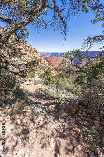Hiking the tanner trail in grand canyon national park in arizona, usa