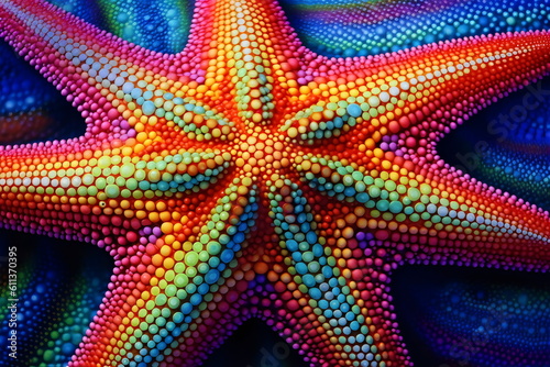colorful starfish with dot pattern close up  made with generative ai