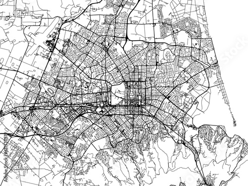 Vector road map of the city of  Christchurch in New Zealand on a white background.
