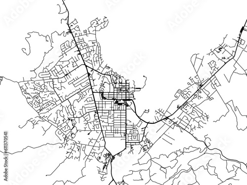 Vector road map of the city of  Rotorua in New Zealand on a white background.