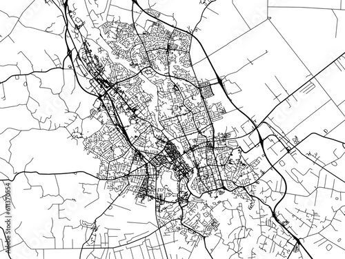 Vector road map of the city of  Hamilton in New Zealand on a white background.
