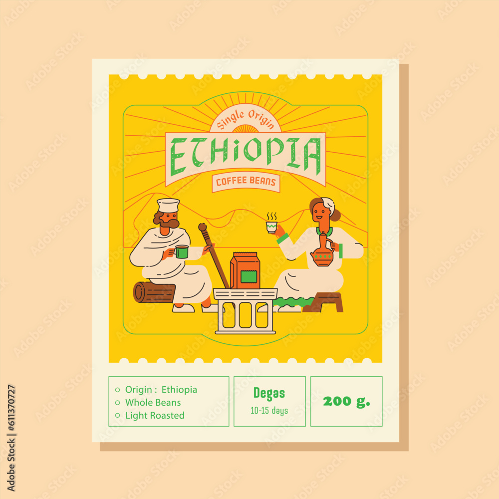 Ethiopia single origin coffee label