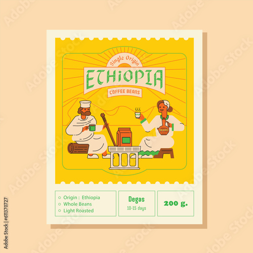 Ethiopia single origin coffee label