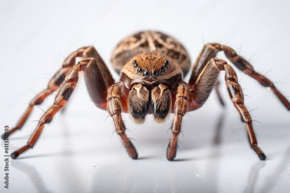 Illustration of a spider closeup isolated on white background. Generative AI Illustration of a spider closeup isolated on white background. Generative AI