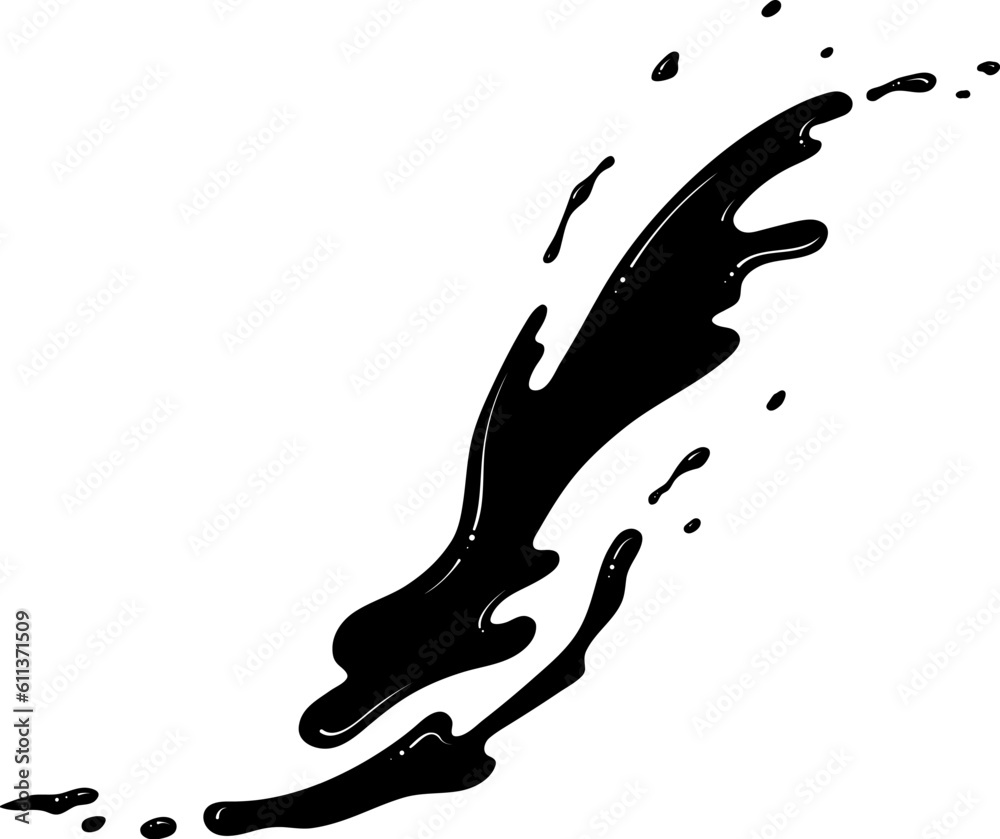 Drops of ink, water or paint. Spray of fountain. Silhouette splashes of fluid. Black vector illustration in hand drawn style. Splash water motion. Abstract shapes Drops of ink, water or paint. Spray of fountain. Silhouette splashes of fluid. Black vector illustration in hand drawn style. Splash water motion. Abstract shapes