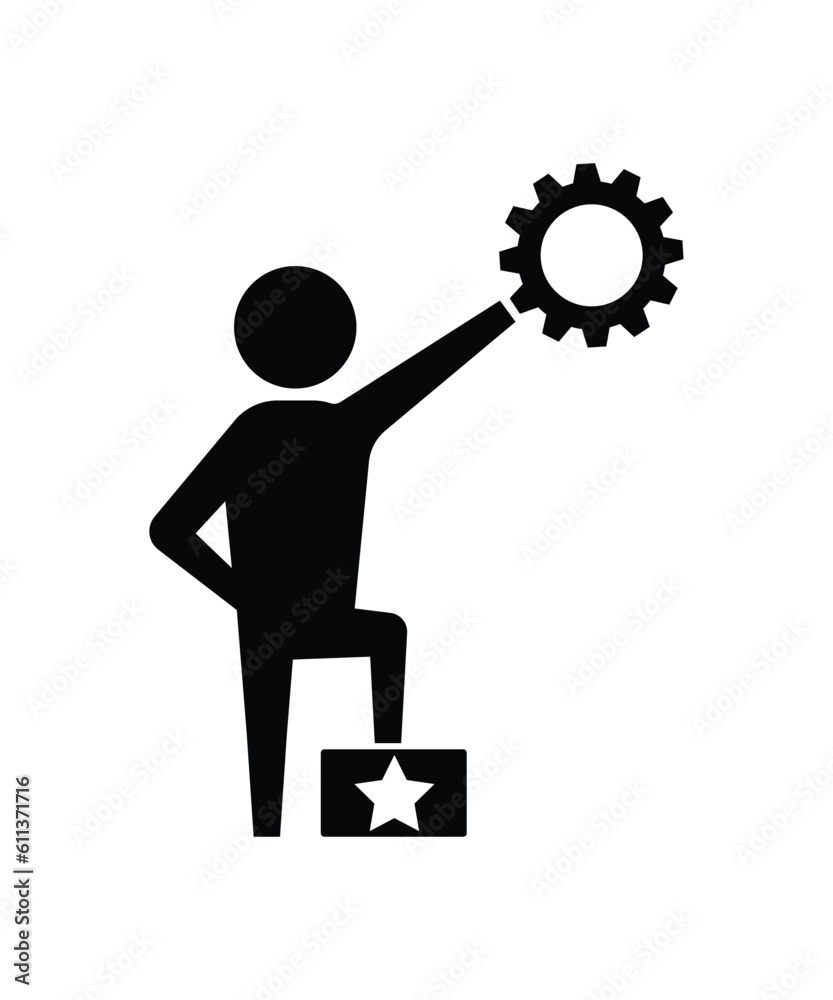 businessman with gear icon, vector best flat icon. businessman with gear icon, vector best flat icon.
