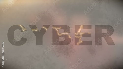 Wallpaper Mural CyberHeading with Electric Current Effect and Light Leaks against Grey Textured Background Torontodigital.ca