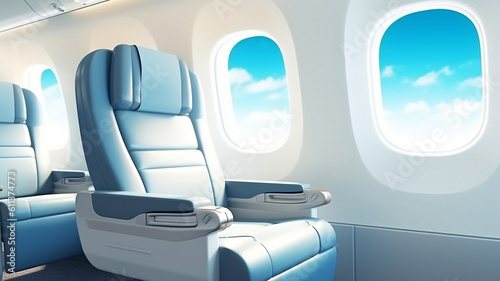 sedili di lusso business di prima classe per vacanze o viaggi in aereo aziendale con banner ampio spazio copy photo