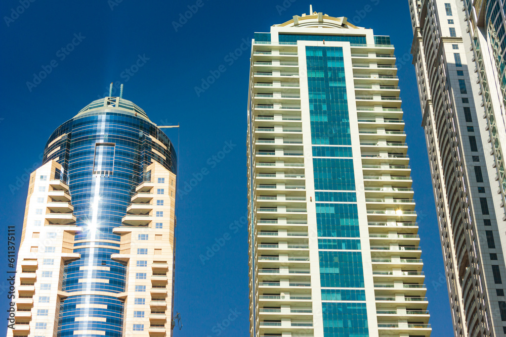 Fototapeta premium High rise buildings and streets in Dubai, UAE