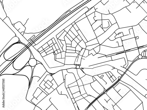 Vector road map of the city of  Aveiro Centro in Portugal on a white background.