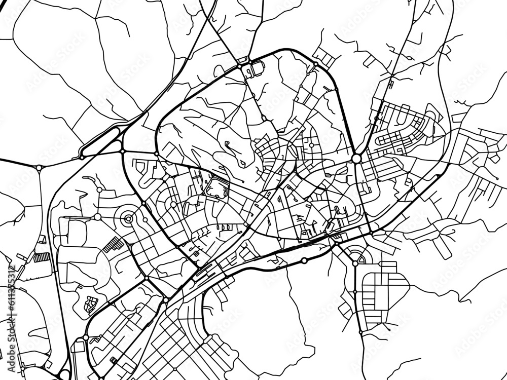 Obraz premium Vector road map of the city of Castelo Branco in Portugal on a white background.