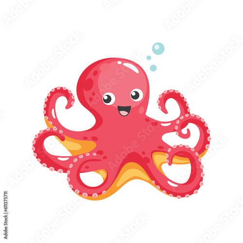 Cute red octopus