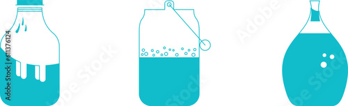 jars with milk, wine and kvass, dairy products, fermentation of spirits, glass jars