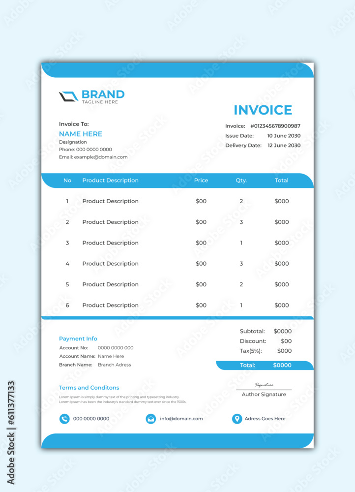 Obraz premium Minimal invoice template vector design