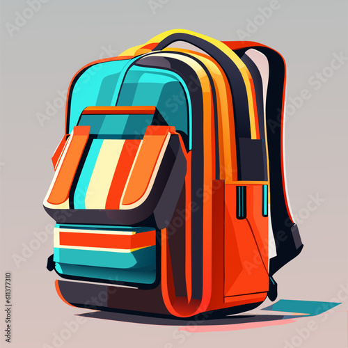 Vector image of a large, abstract backpack on a gray background