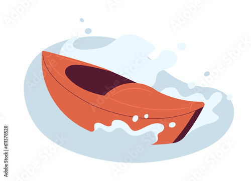 River kayak semi flat colour vector object. Water sports. Canoeing outdoors. Rafting activity. Editable cartoon clip art icon on white background. Simple spot illustration for web graphic design
