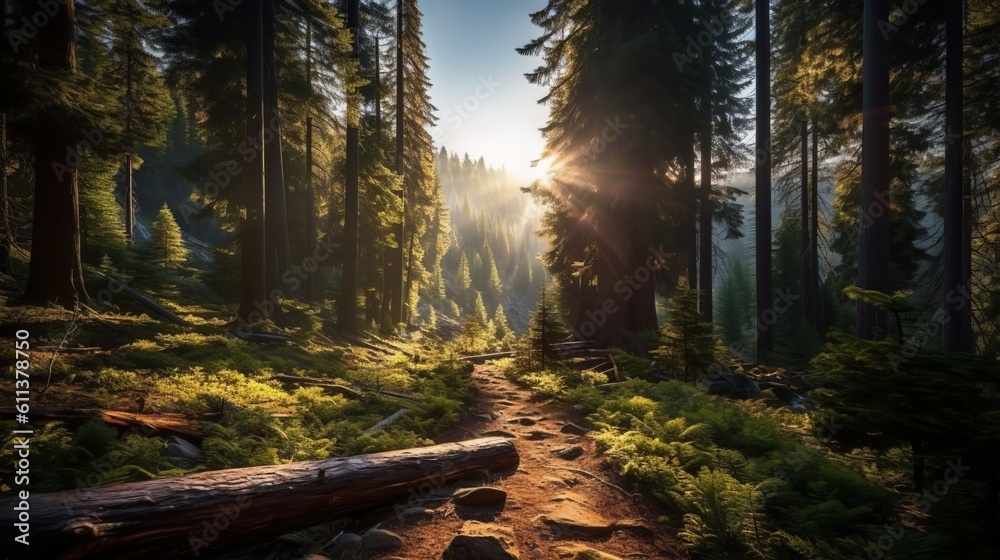 Fototapeta premium A Majestic Forest of Towering Pine Trees