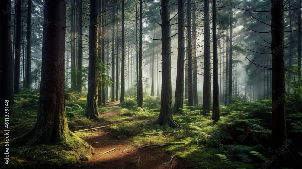 A Majestic Forest of Towering Pine Trees A Majestic Forest of Towering Pine Trees