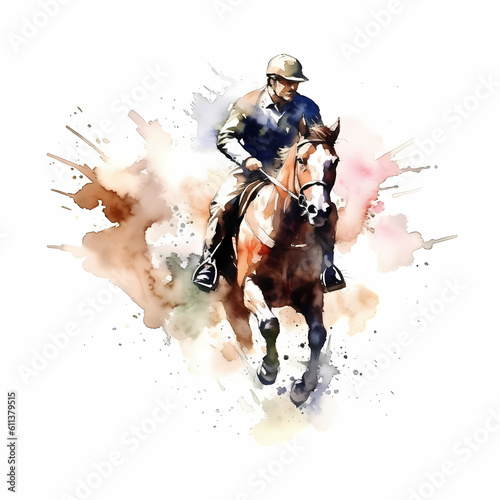  Euqestarian Riding Horse Illustration. Generative AI