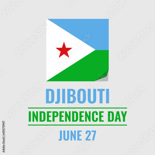 Djibouti Independence Day typography poster. National holiday celebrated on June 27. Vector template for banner, greeting card, flyer, etc