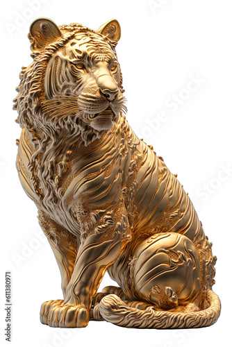 Tiger “made of gold Imari china, intricate, highly detailed, studio lighting, isolated PNG object photo