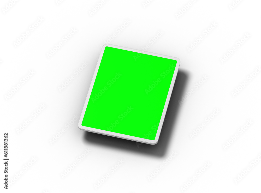 Customizable mockup of white unbranded tablet with changeable screen design for UI/UX Product Showcase on transparent background. 3D Render