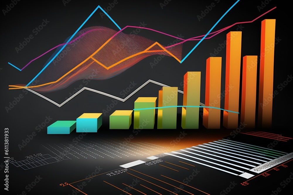 Fototapeta premium Increasing Graph Upward, charts climbing, increasing profits [Generative AI] 