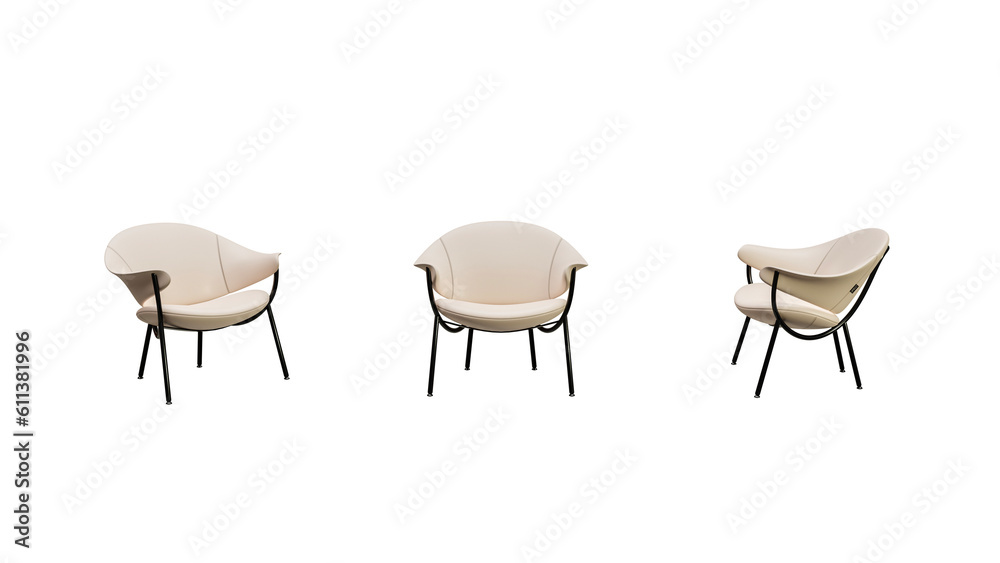 Front and side views of modern armchairs Front and side views of modern armchairs