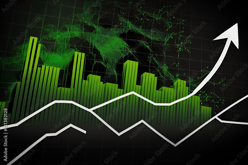 Naklejka premium Increasing Graph Upward, charts climbing, increasing profits [Generative AI] 
