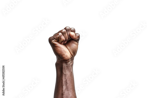 African American hand fist over isolated transparent backdrop. Generative AI