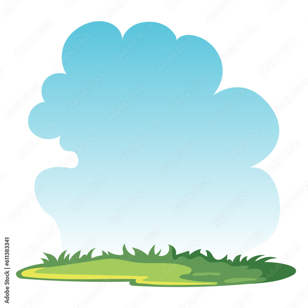 Summer landscape. Field and sky. Vector clipart.