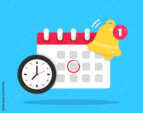 Reminder in calendar on blue background. Notice of important schedule date. The concept of goal setting and workflow planning. Calendar deadline, event notification push message. Vector