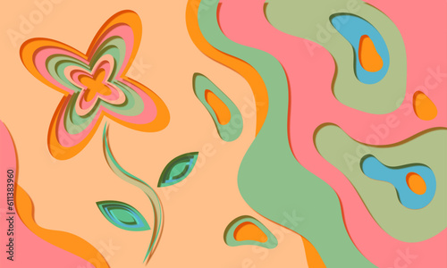 Flower paper cut effect design background