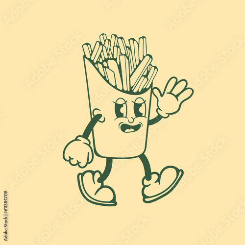 Vintage character design of french fries