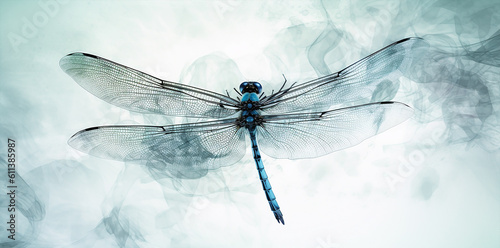 contemporary banner x ray style of dragonlflies  pattern on pastel background  generative ai illustration 