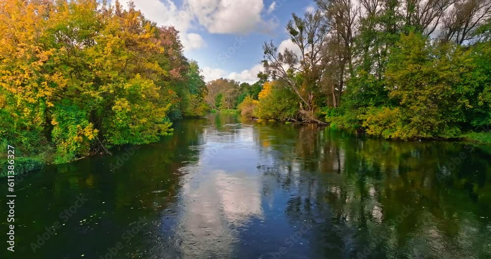 Aerial view of Bydgoszcz canal in sunny and colorful autumn. Aerial view of Bydgoszcz canal in sunny and colorful autumn.