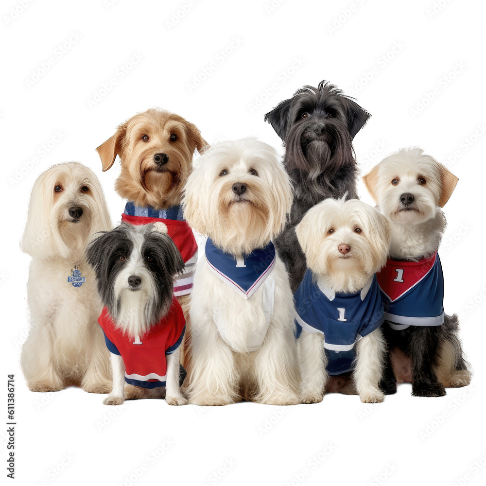 Team of dogs in uniform