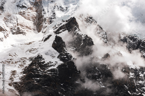 snow covered mountains textures in the andes photo