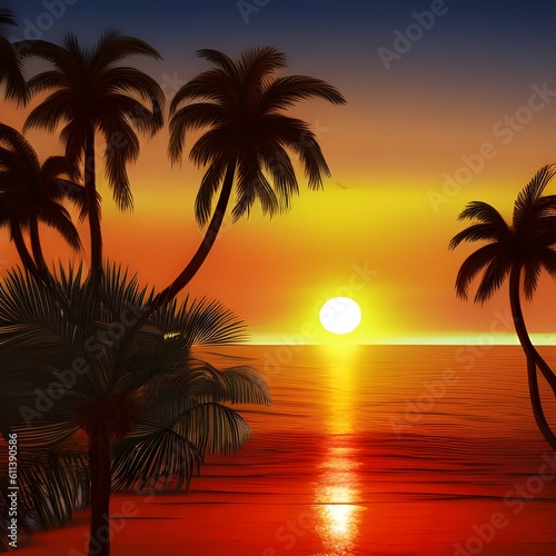 sunset on the beach © Yesac