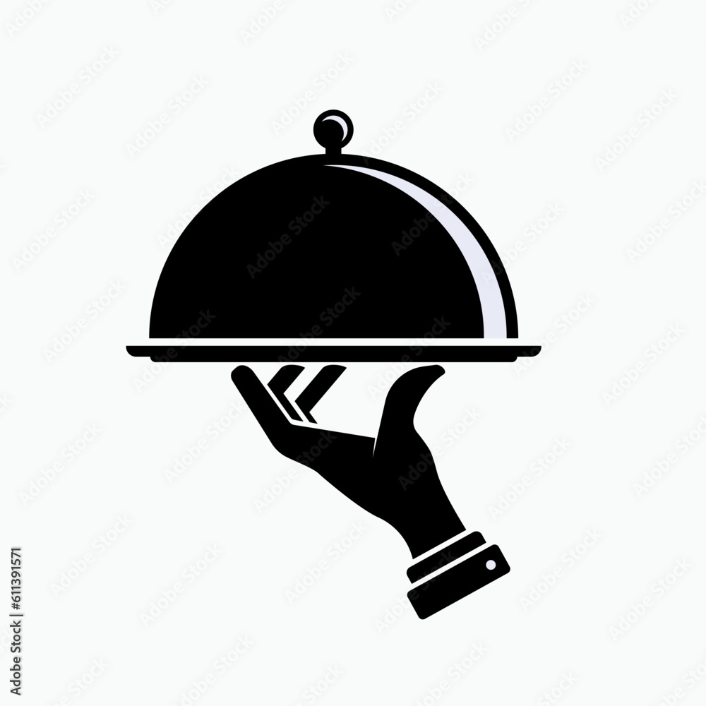 Food Icon. Waitress, Symbol of Serving Tray - Vector. Food Icon. Waitress, Symbol of Serving Tray - Vector.
