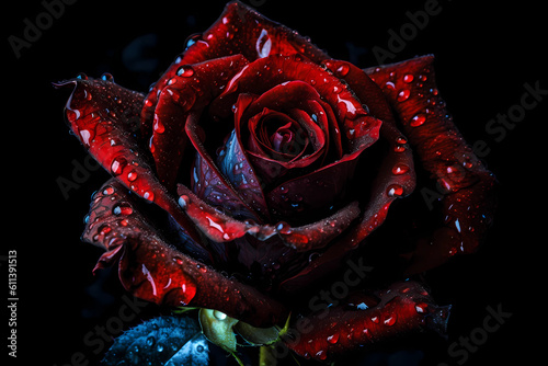 Obraz na płótnie Beautiful atmospheric rose on a dark background created with Generative AI technology w salonie