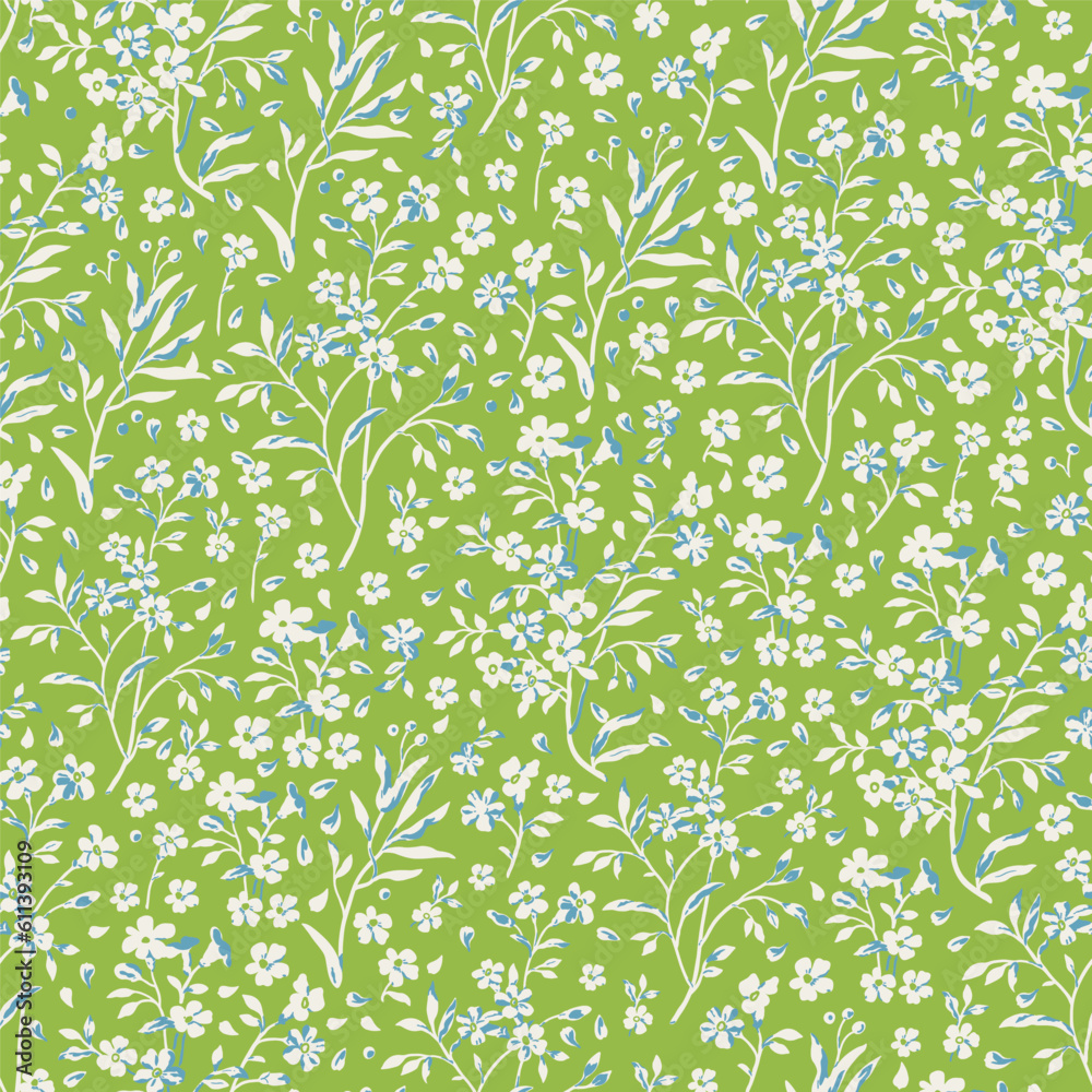 Floral pattern on a green background