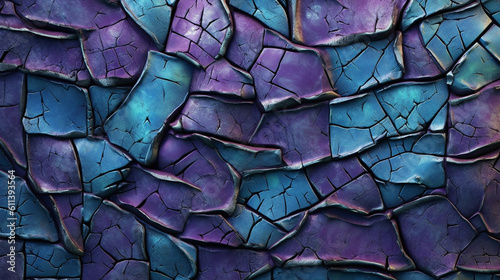 Dark blue and purple textures with cracks and shattered tile, luminous shadowing, luminous colors,  hard edge painting photo