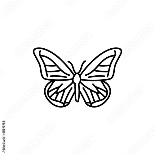 Butterfly black line icon.