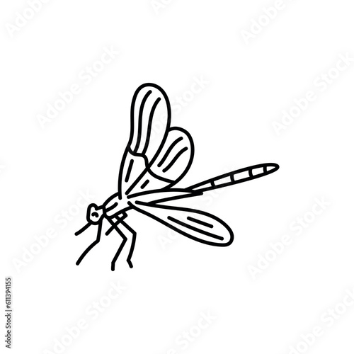 Dragonfly black line icon.
