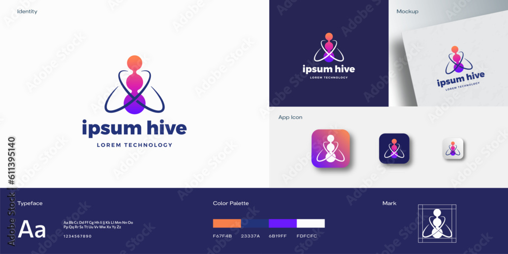 Hive Bee Technology Abstract Vector Logo and Business Card Template ...