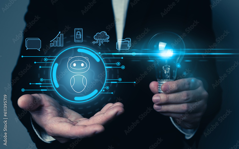AI tech (Artificial Intelligence) with digital technology concept, data science and computer science engineer programming, system control with AI, business and financial, chatbot, cloud computing. AI tech (Artificial Intelligence) with digital technology concept, data science and computer science engineer programming, system control with AI, business and financial, chatbot, cloud computing.