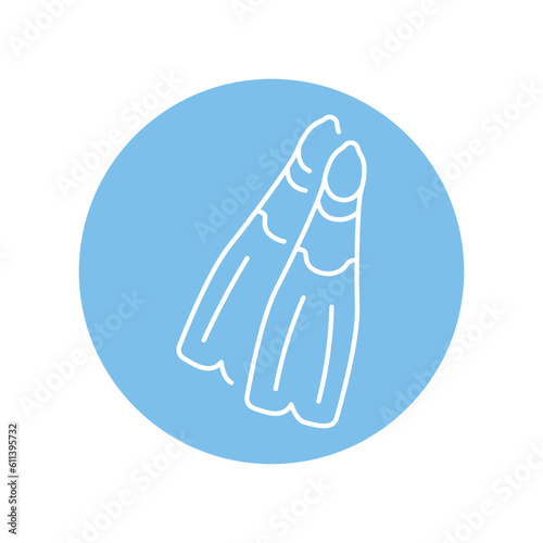 Diving flippers black line icon. Pictogram for web page