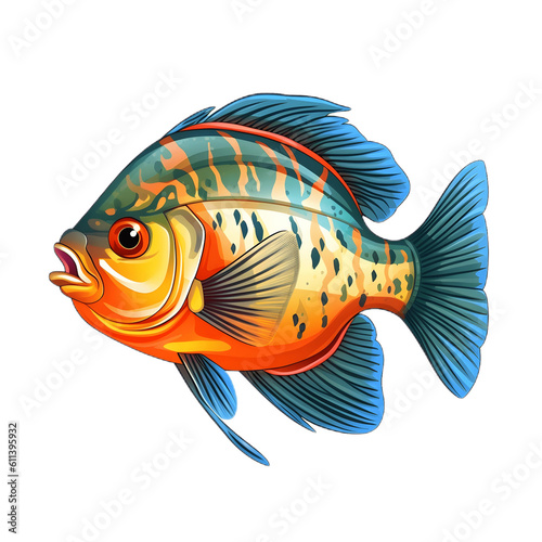 Pumpkinseed fish illustration isolated on white background