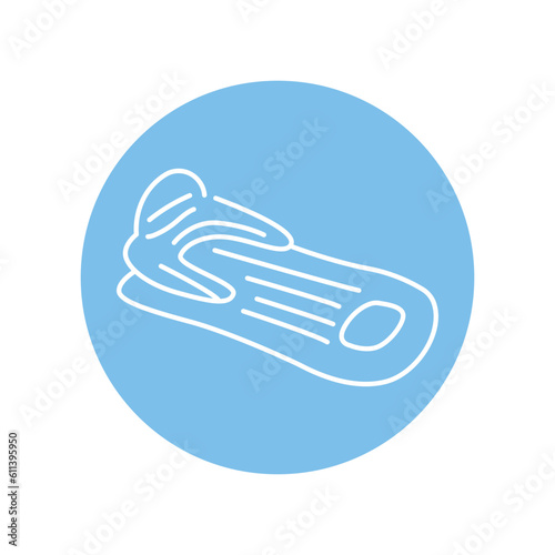 Inflatable water mattress for pool black line icon. Pictogram for web page